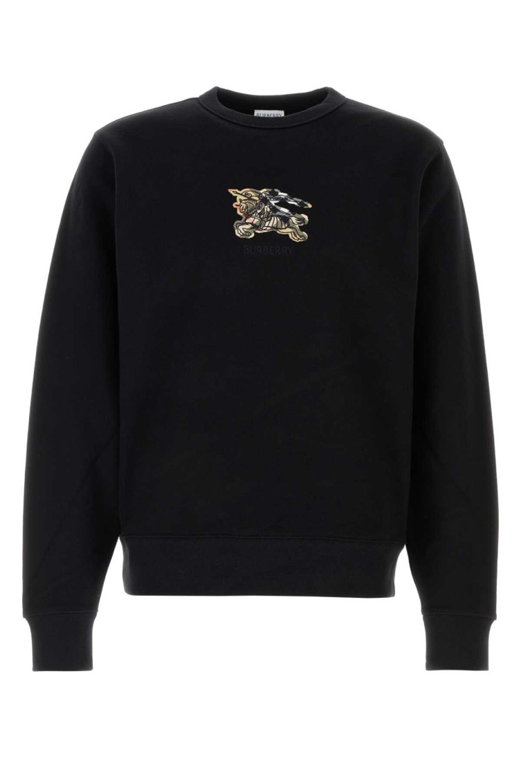 Burberry Crewneck Sweater With Long Sleeves And Logo In Black