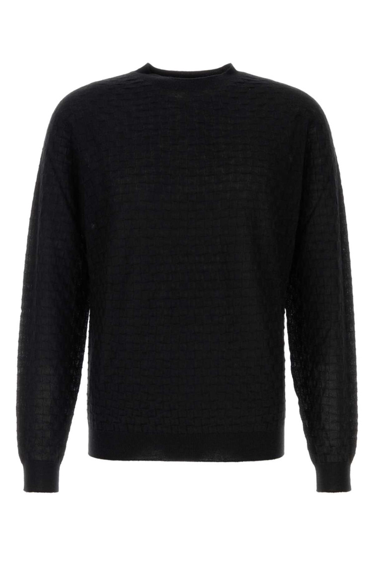 Giorgio Armani Black Cashmere Blend Sweater In Black