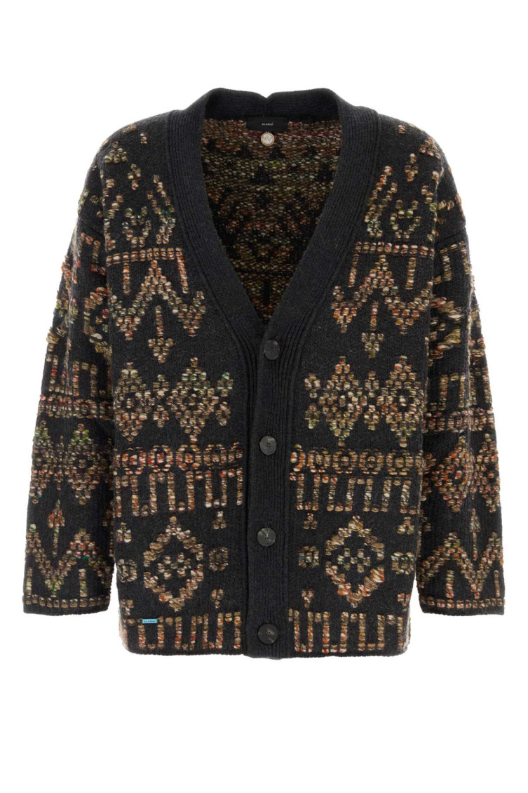 Alanui Multicolor Embroidered Grunge Beat Cardigan In Brown
