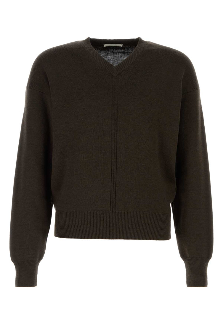 Lemaire Dark Brown Wool And Acrylic Sweater In Brown