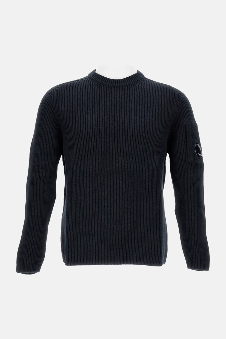C.p. Company White Cotton Blend Sweater In Black