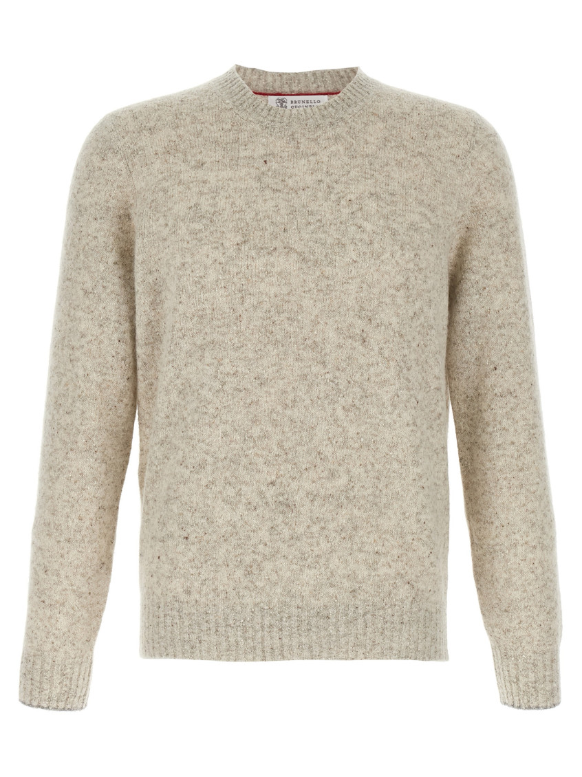 Brunello Cucinelli Grey Buttoned Yarn Sweater In Multi