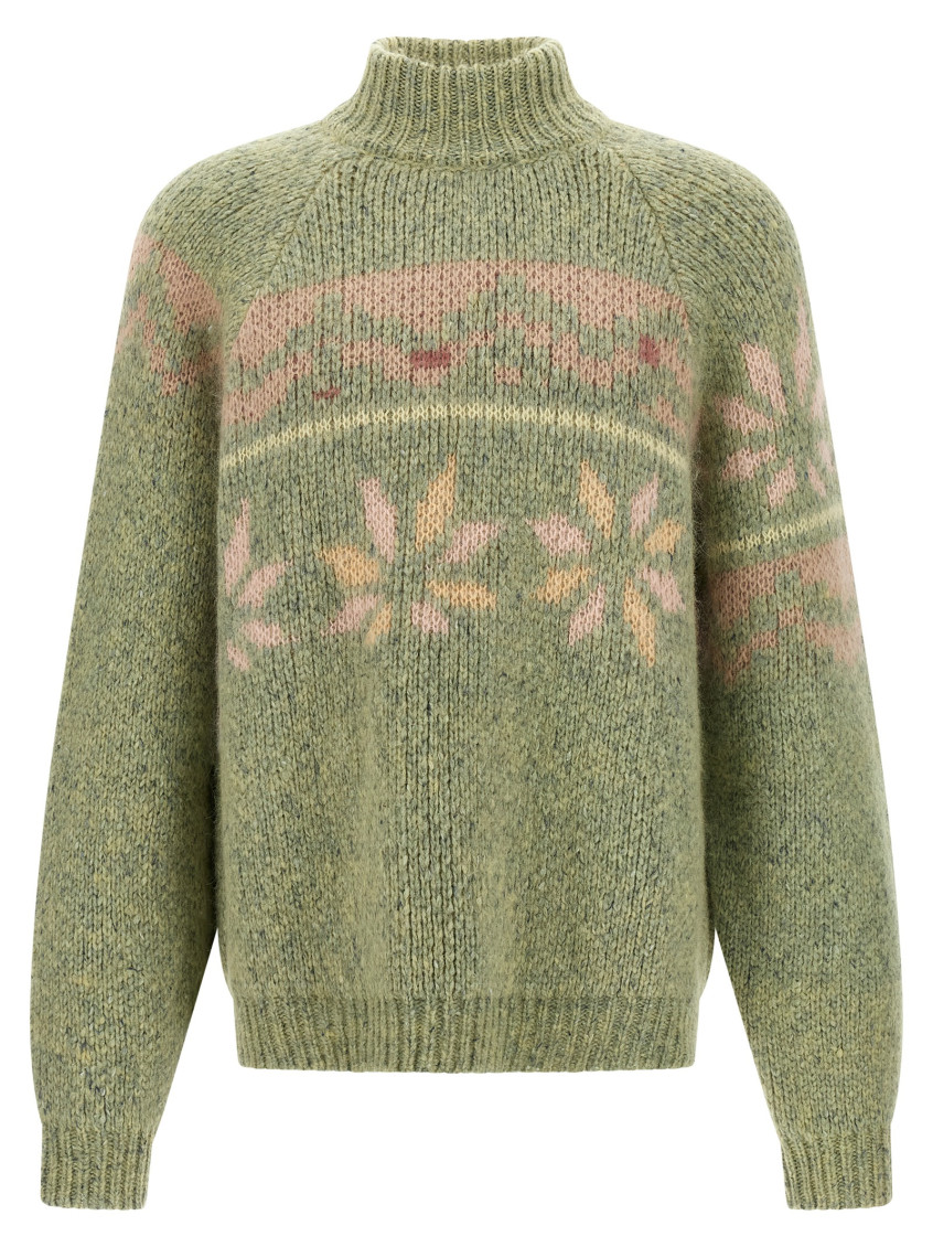 Magliano Intarsia-pattern Mock-neck Sweater In Green
