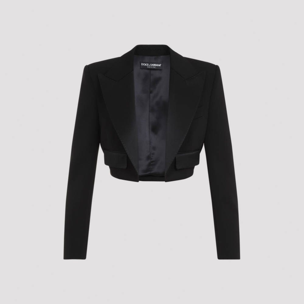 Shop Dolce & Gabbana Black Gabardine Spencer Tuxedo Jacket