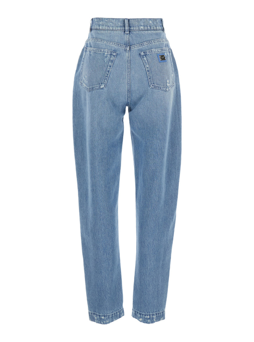 Dolce & Gabbana 'amber' Light Blue Jeans With Rips In Cotton Denim Woman In Blue