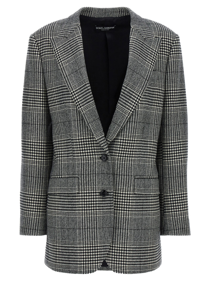 Dolce & Gabbana Grey Single-breasted Jacket With Peak Revers In Wool And Cashmere Woman In Beige