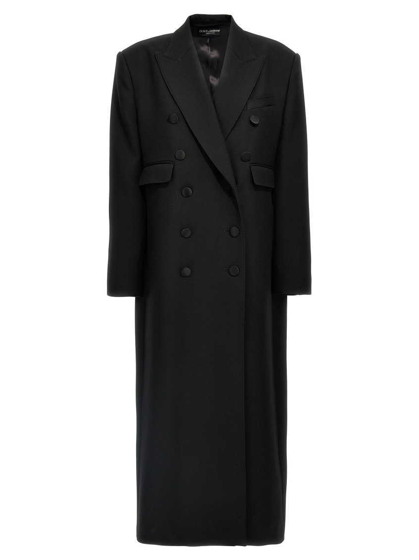 Dolce & Gabbana Dolce&gabbana Black Double Breasted Coat In Wool In Black