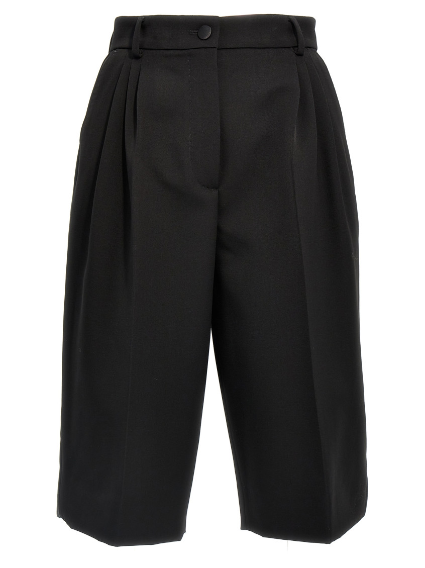Dolce & Gabbana Tailored Knee-length Wool Trousers In Black