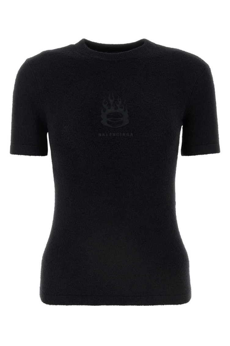 Balenciaga Crew Neck Fitted T-shirt With Short Sleeves In Black