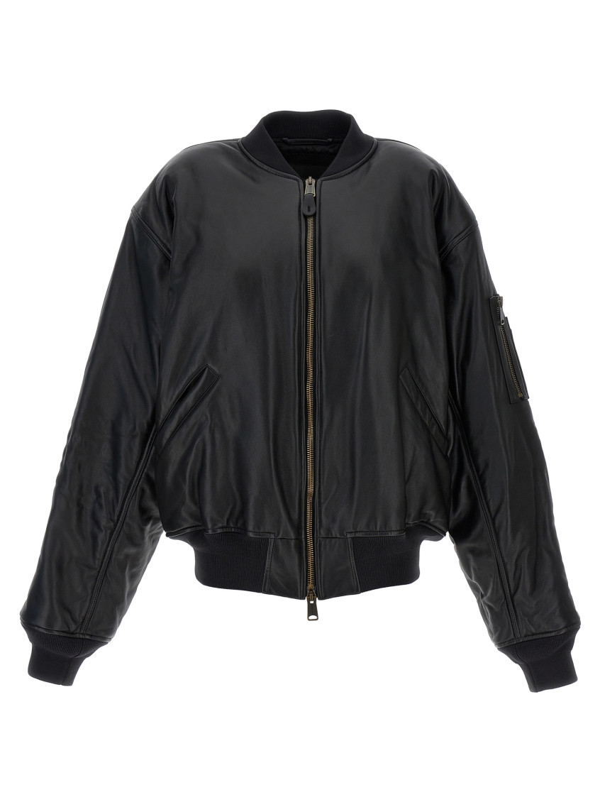 Balenciaga Black Leather Bomber Jacket for Women Online India at Darveys