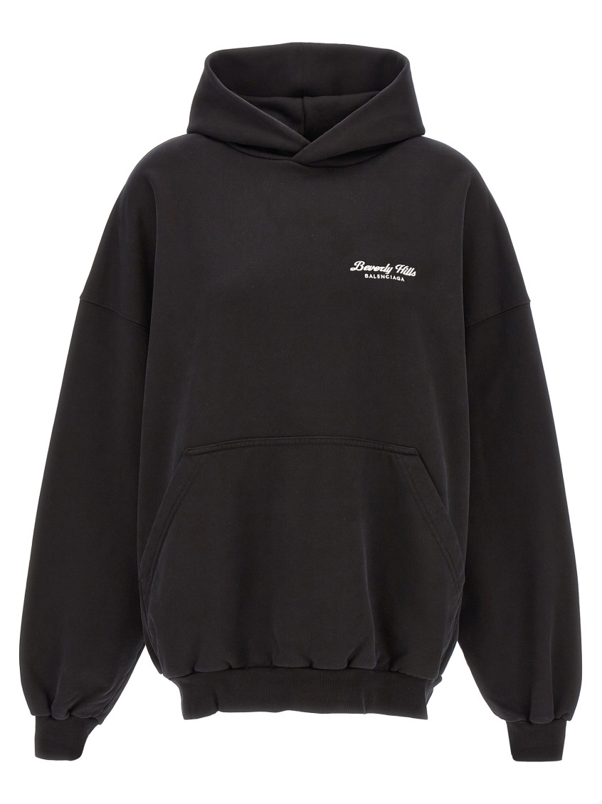 Balenciaga Beverly Hills Logo Hooded Sweatshirt In Black
