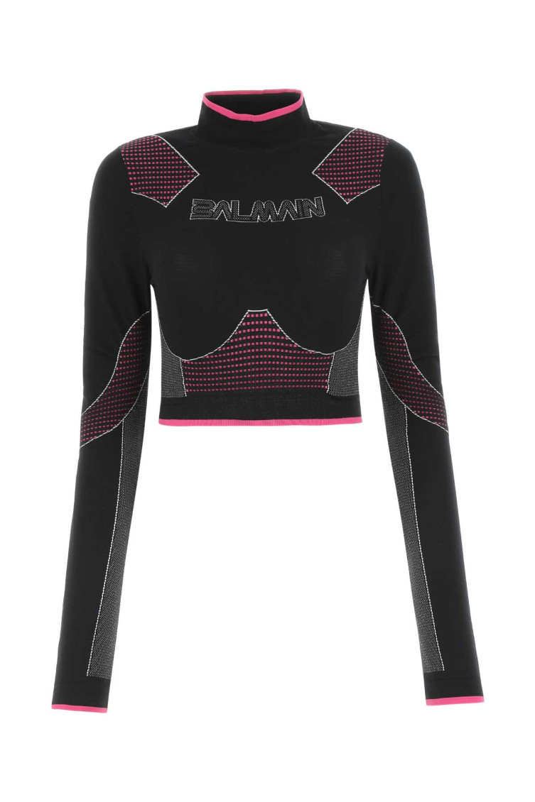 Shop Balmain Multicolor Stretch Nylon Top
