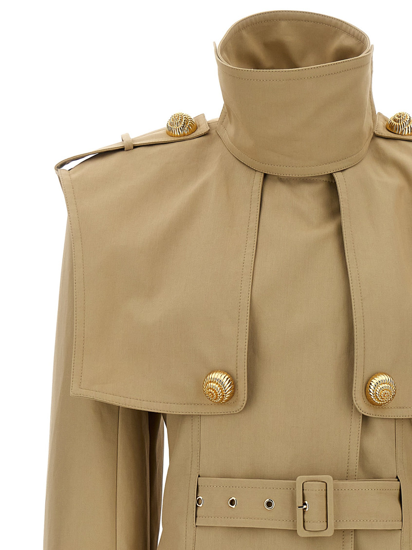 コート BALMAIN 'Chiocciola' button trench coat Beige Balmain 'chiocciola' Button Trench Coat | italist