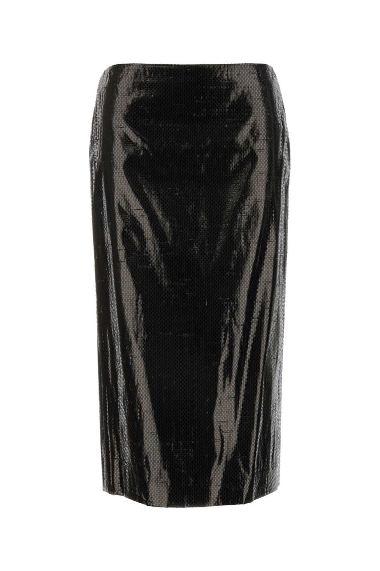 スカート ALEXANDER McQUEEN NYLON TARPAULIN PENCIL SKIRT Alexander Mcqueen Black Tarpaulin Pencil Midi Skirt for
