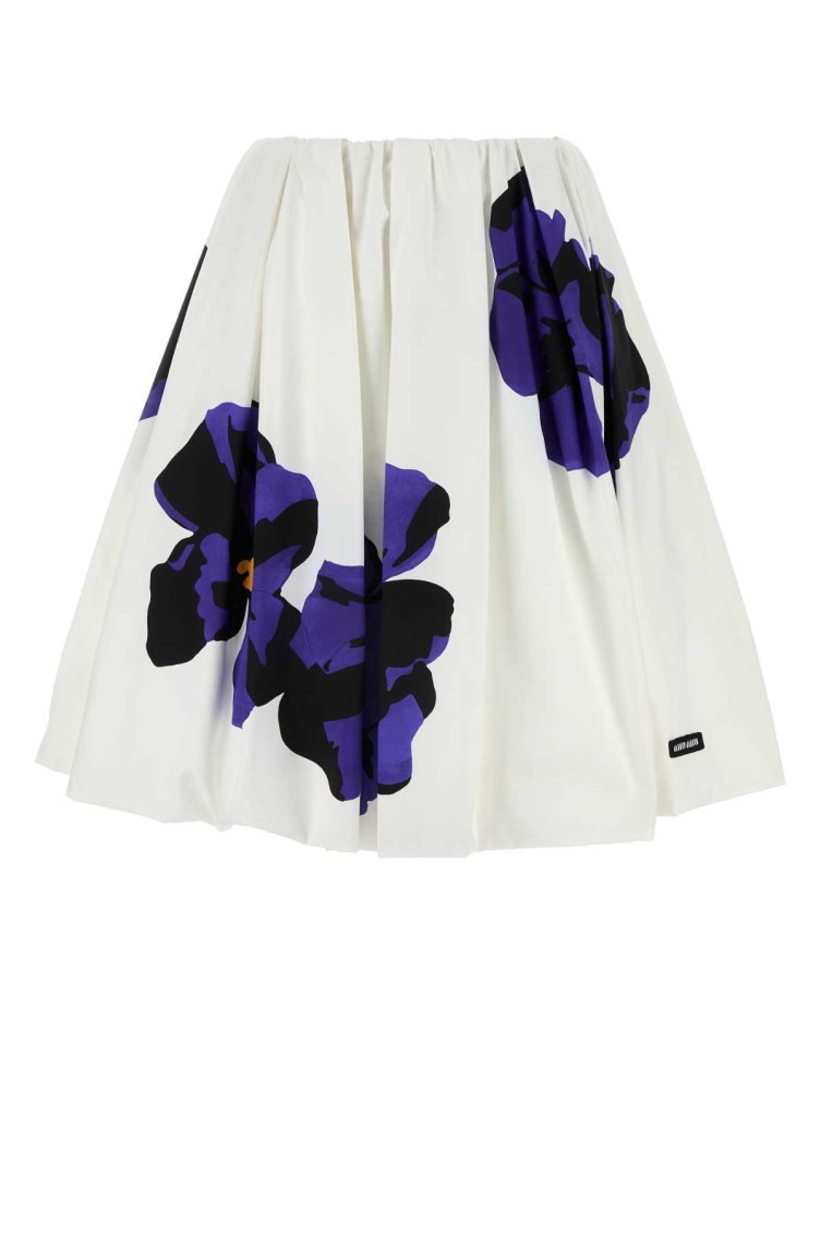 Shop Miu Miu White Poplin Skirt