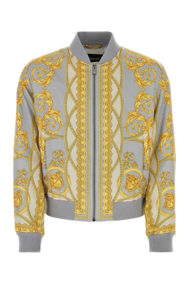 Versace Baroque-pattern Print Bomber Jacket In Multicolor