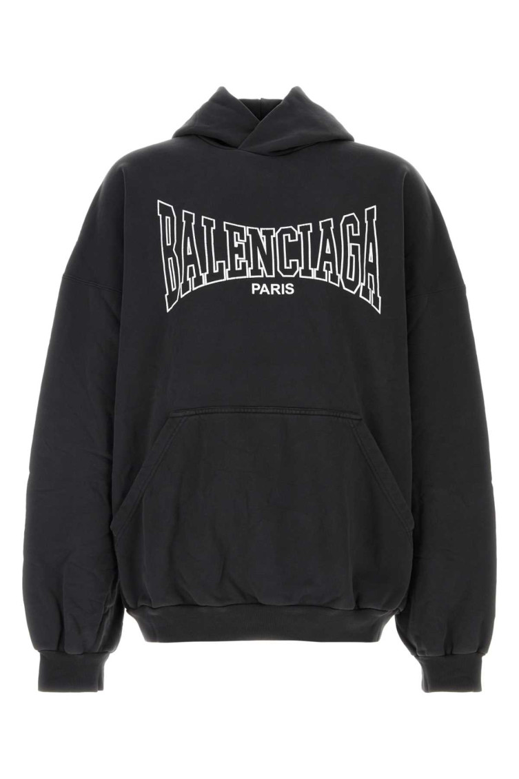 Shop Balenciaga Slate Cotton Oversize Sweatshirt In Black