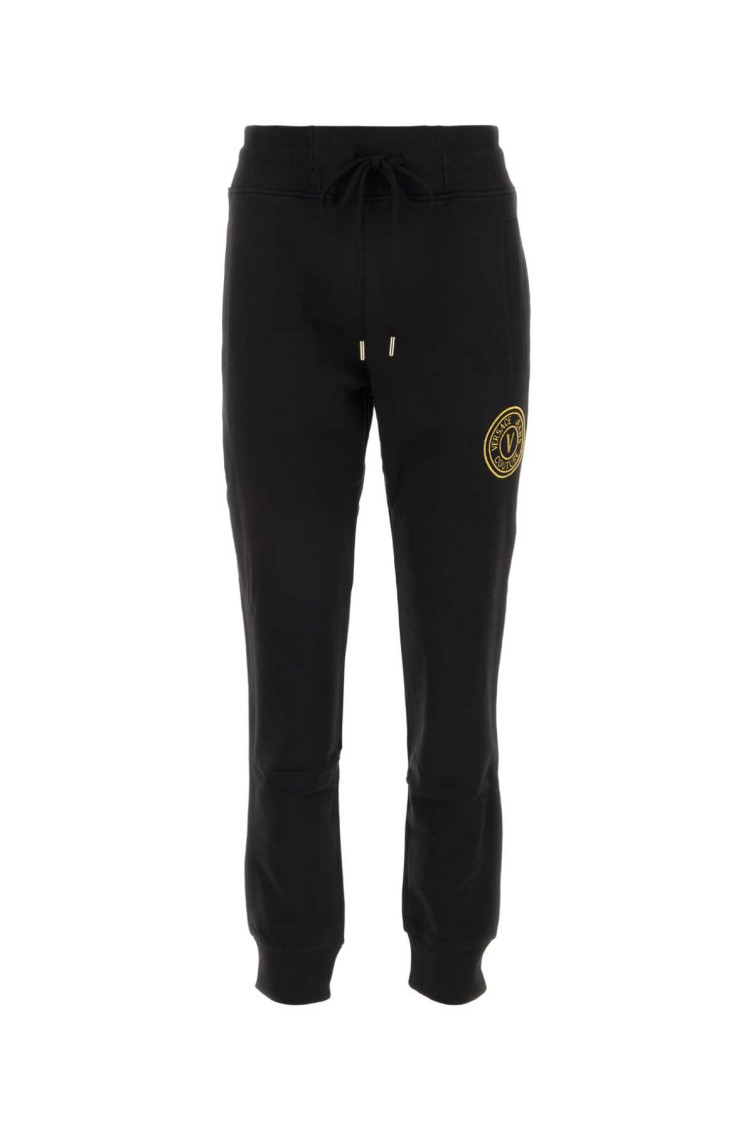 Versace Jeans Couture Black Cotton Joggers In Black