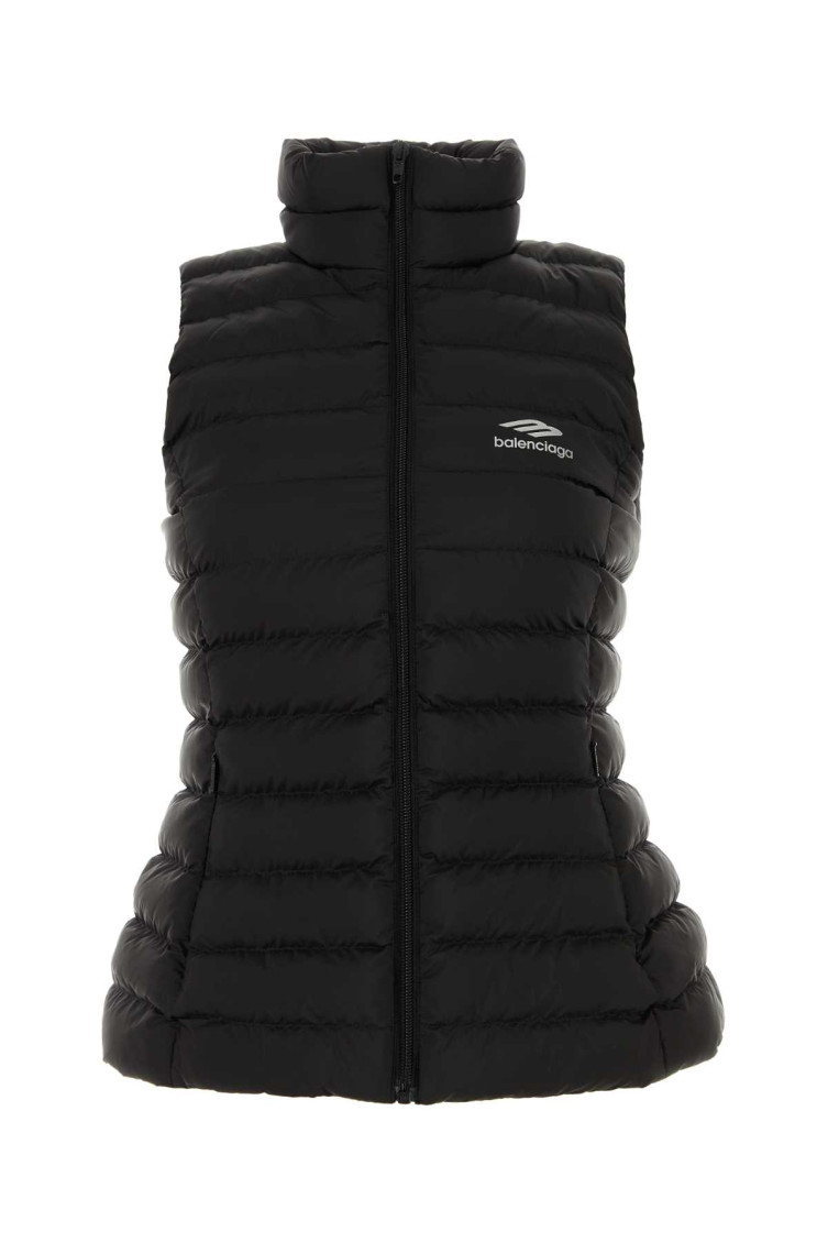 Shop Balenciaga Black Nylon Sleeveless Jacket