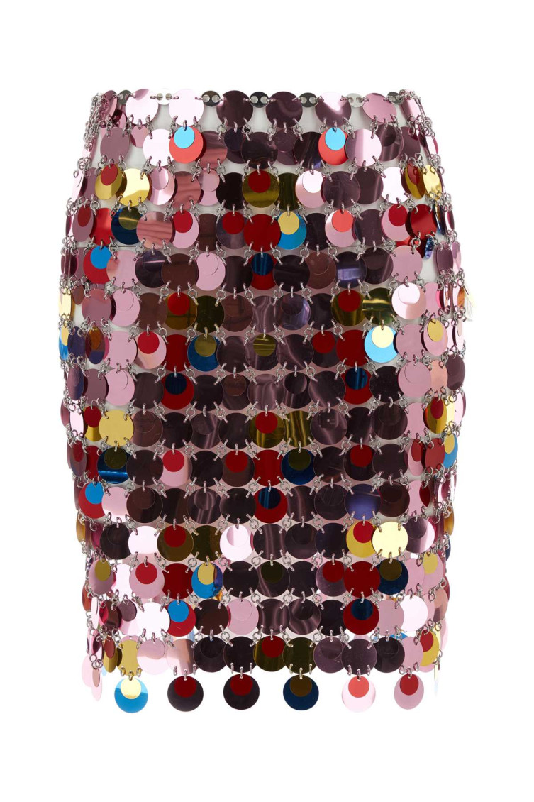 Rabanne High-waisted Sequin Mini Length Skirt In Multicolor