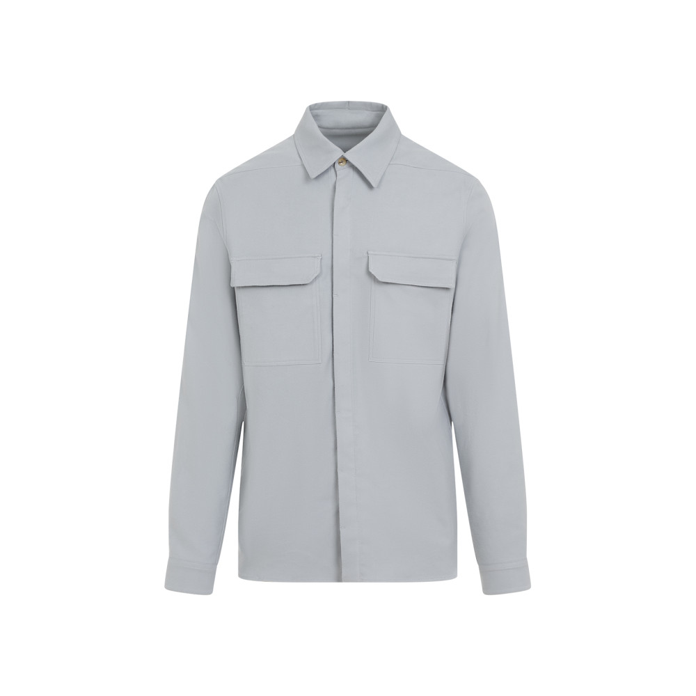 Rick Owens Work Shirt With Double Stitching And Flap Pockets In Light Blue