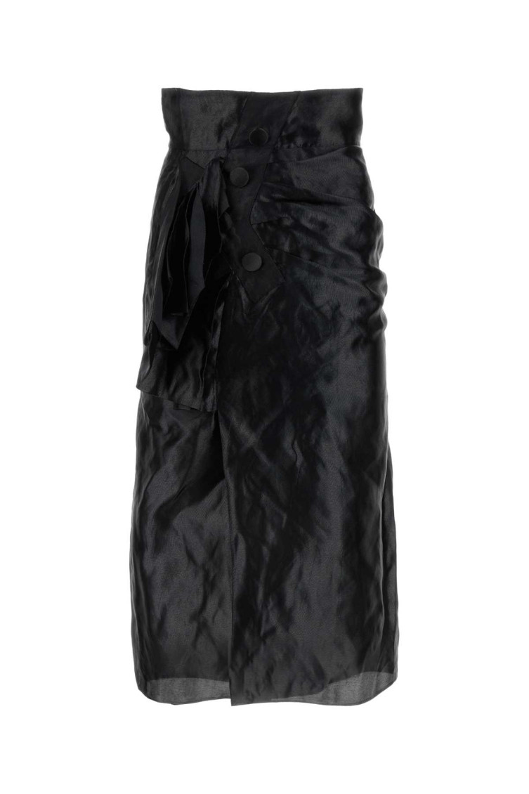 Maison Margiela Asimmetryc Longuette Skirt With Bows In Black