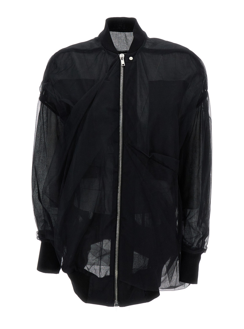 Rick Owens Womens Black Semi-sheer Relaxed-fit Tulle Jacket In Black