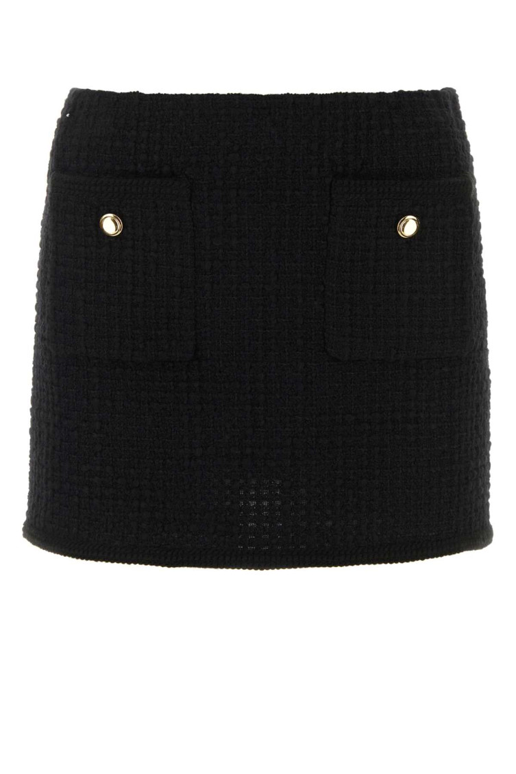 Miu Miu Skirt With Front Pockets And Textured Fabric In Black