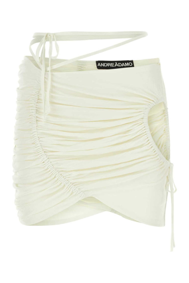Andreädamo Draped Jersey Mini Skirt With Cut-out An In White