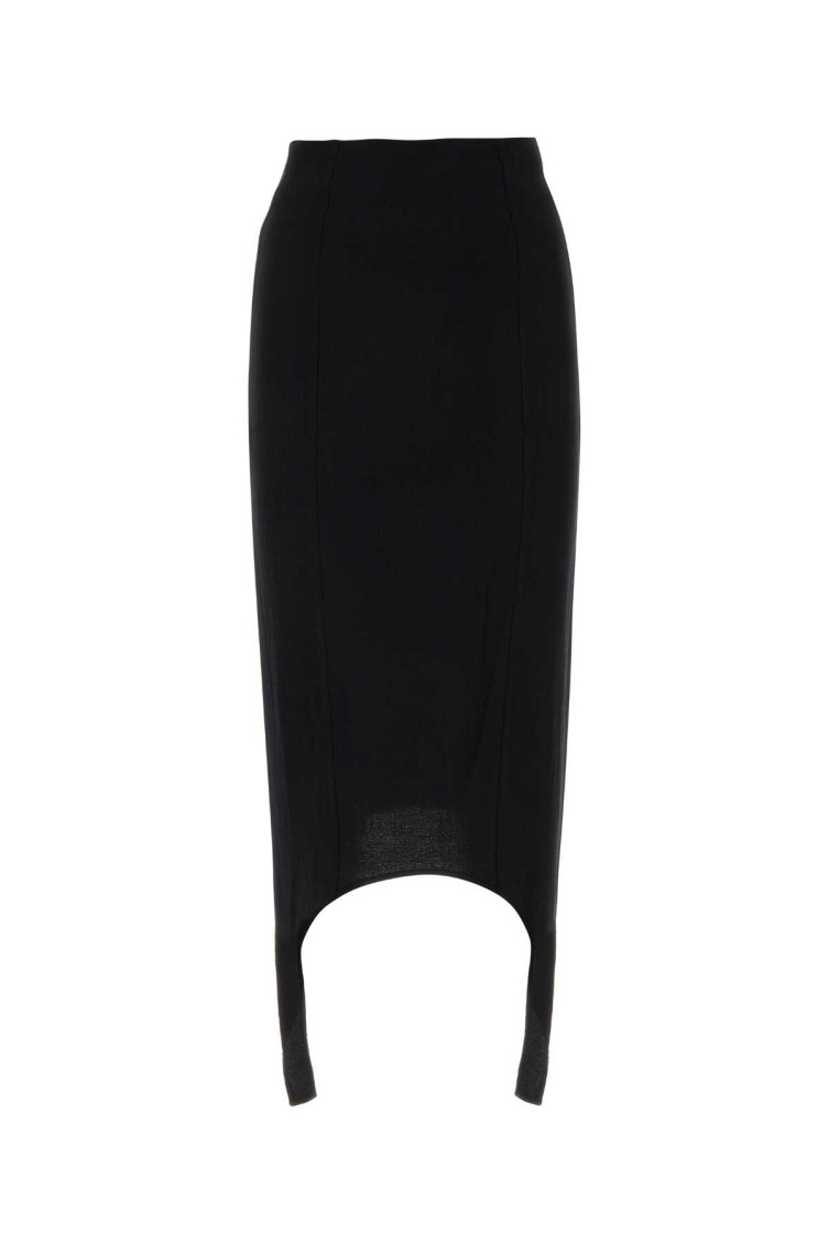 Patou Asymmetric Hemline Viscose Blend Skirt In Black