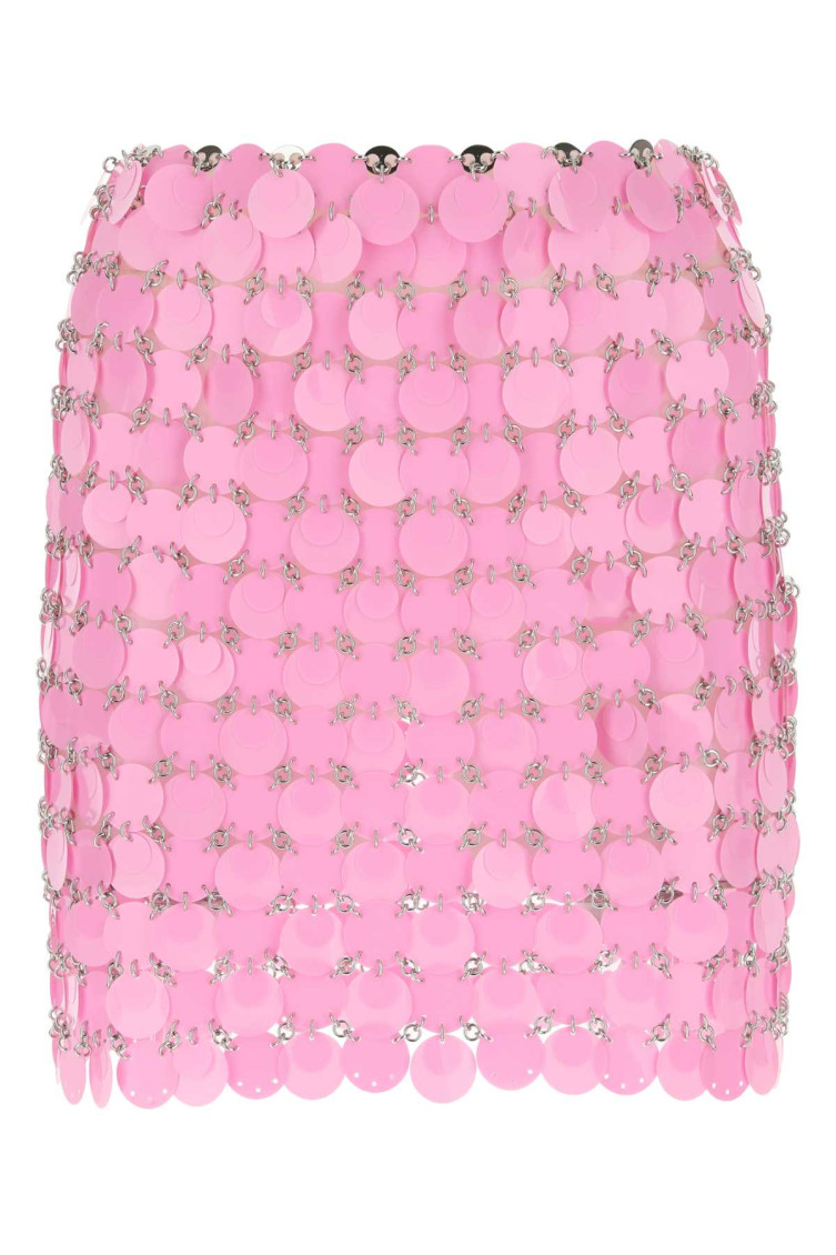 Rabanne Sequin-embellished Chainmail Mini Skirt In Pink