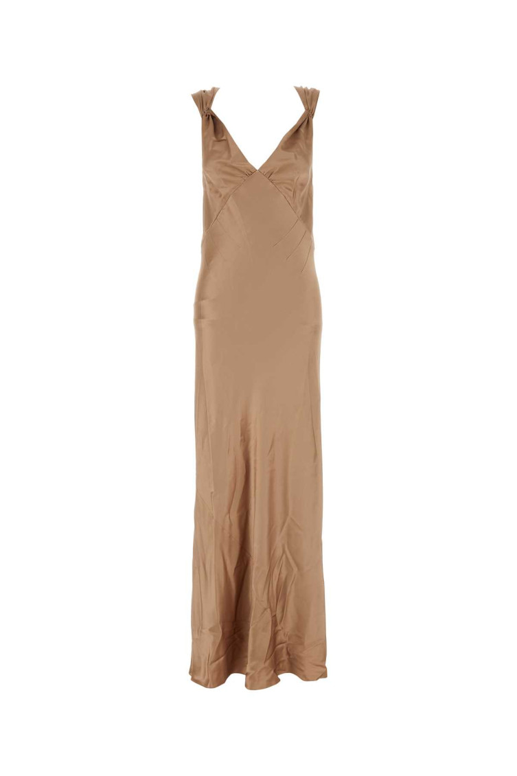 Saint Laurent Women Skin Pink Silk Long Dress