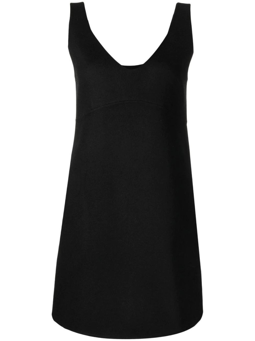 P.a.r.o.s.h Mini Dress Shift V-neck Above-knee In Black