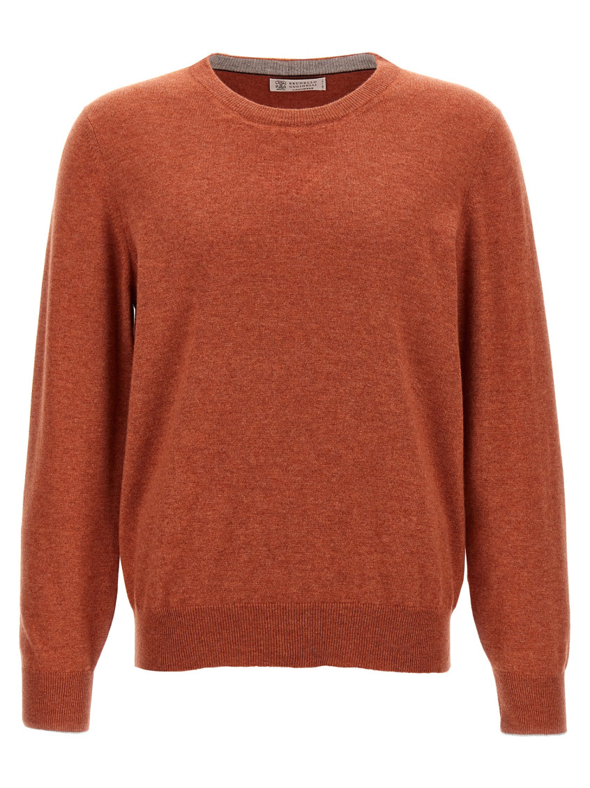 Brunello Cucinelli Long-sleeved Cashmere Sweater In Orange