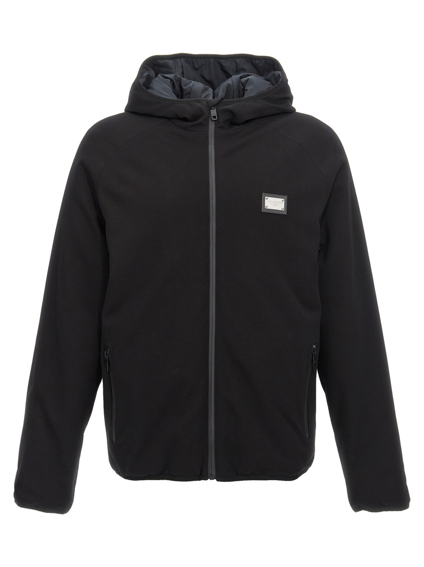 Dolce & Gabbana Black Logo Patch Jacket In Black
