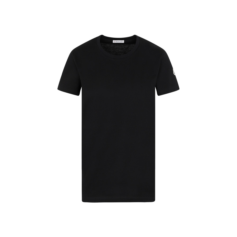Moncler Cotton Ribbed Crewneck Short-sleeve T-shirt In Black