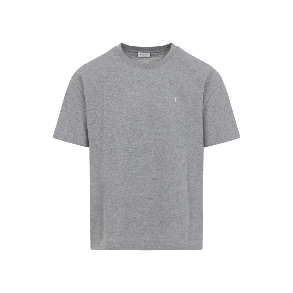 Saint Laurent Grey Piquet T-shirt In Grey