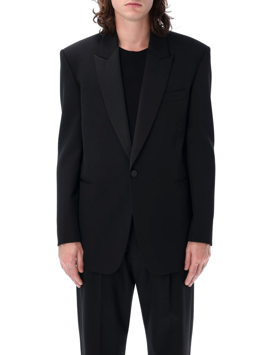 Saint Laurent Wool Blazer With Back Vent And Front Pockets In Black