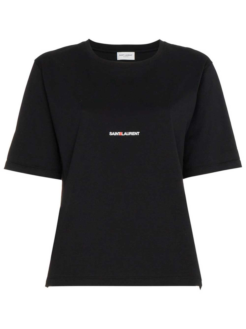SAINT LAURENT BLACK STAMPA LOGO T-SHIRT