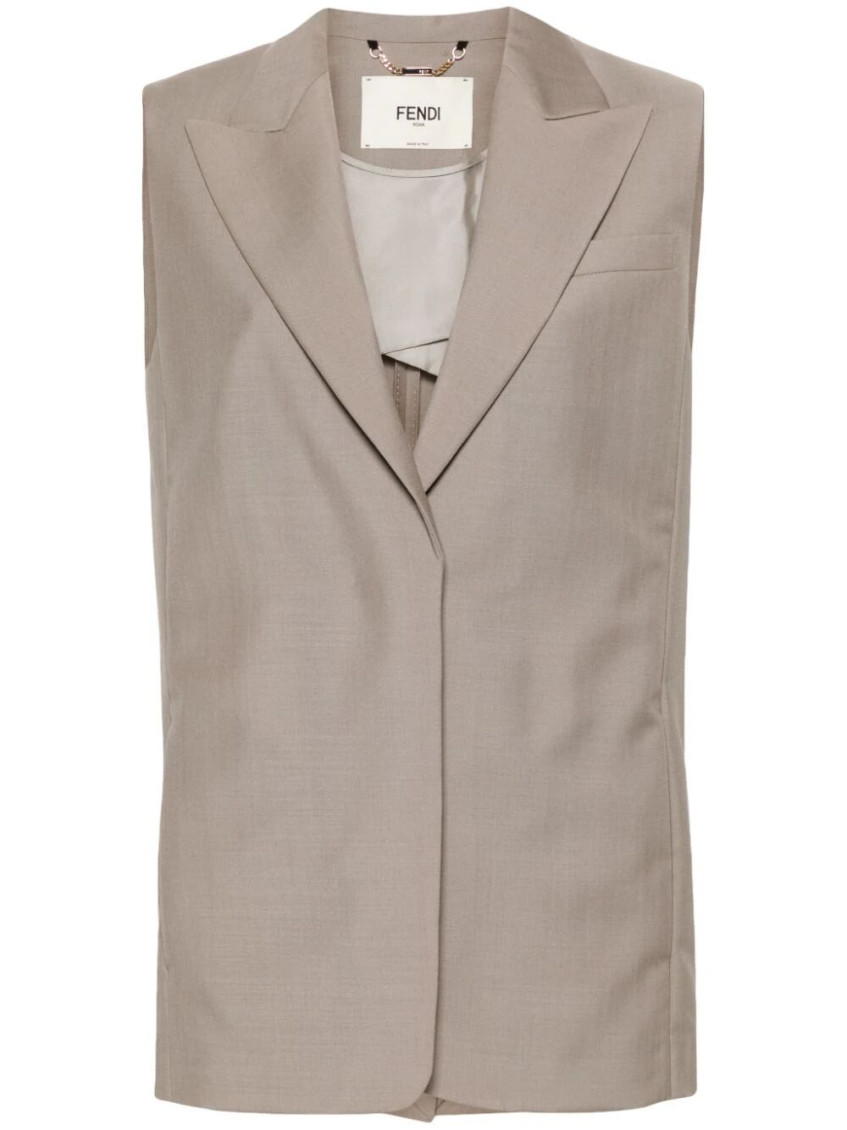 Shop Fendi Grey Peak-lapel Waistcoat