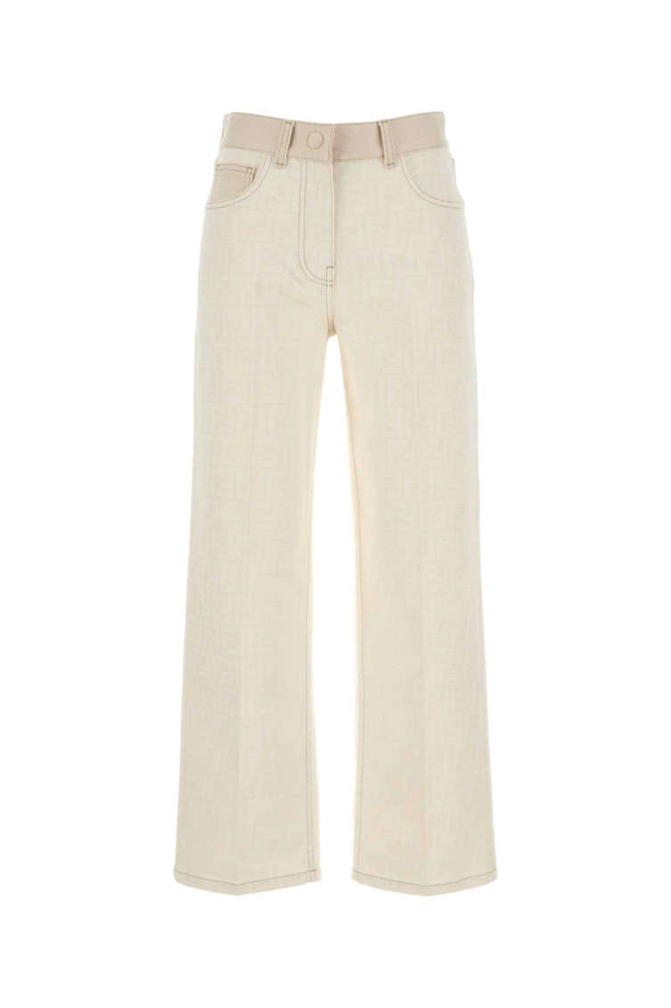 Fendi Women Denim Pant In White