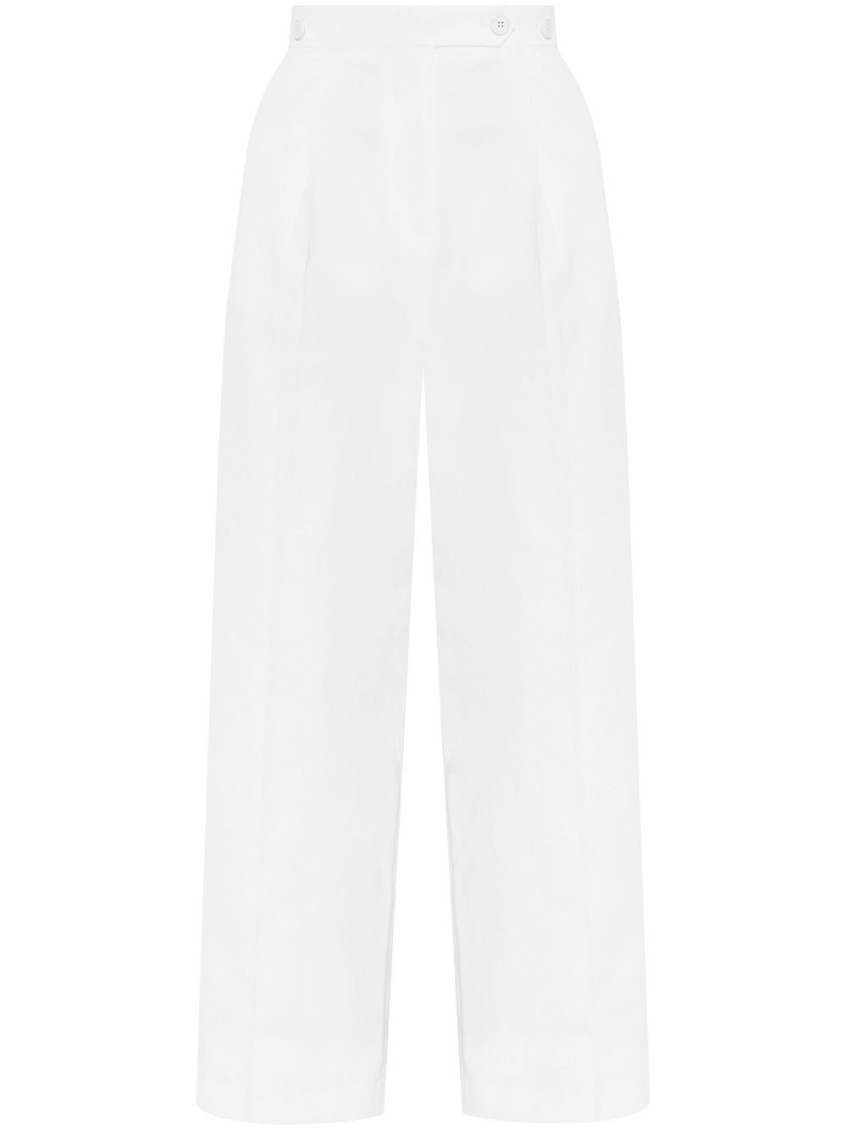 Givenchy White Pleated Cotton Trousers In White