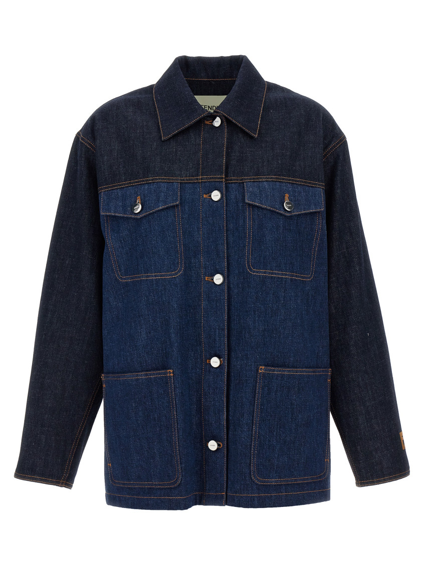 Shop Fendi Blue Denim Jacket