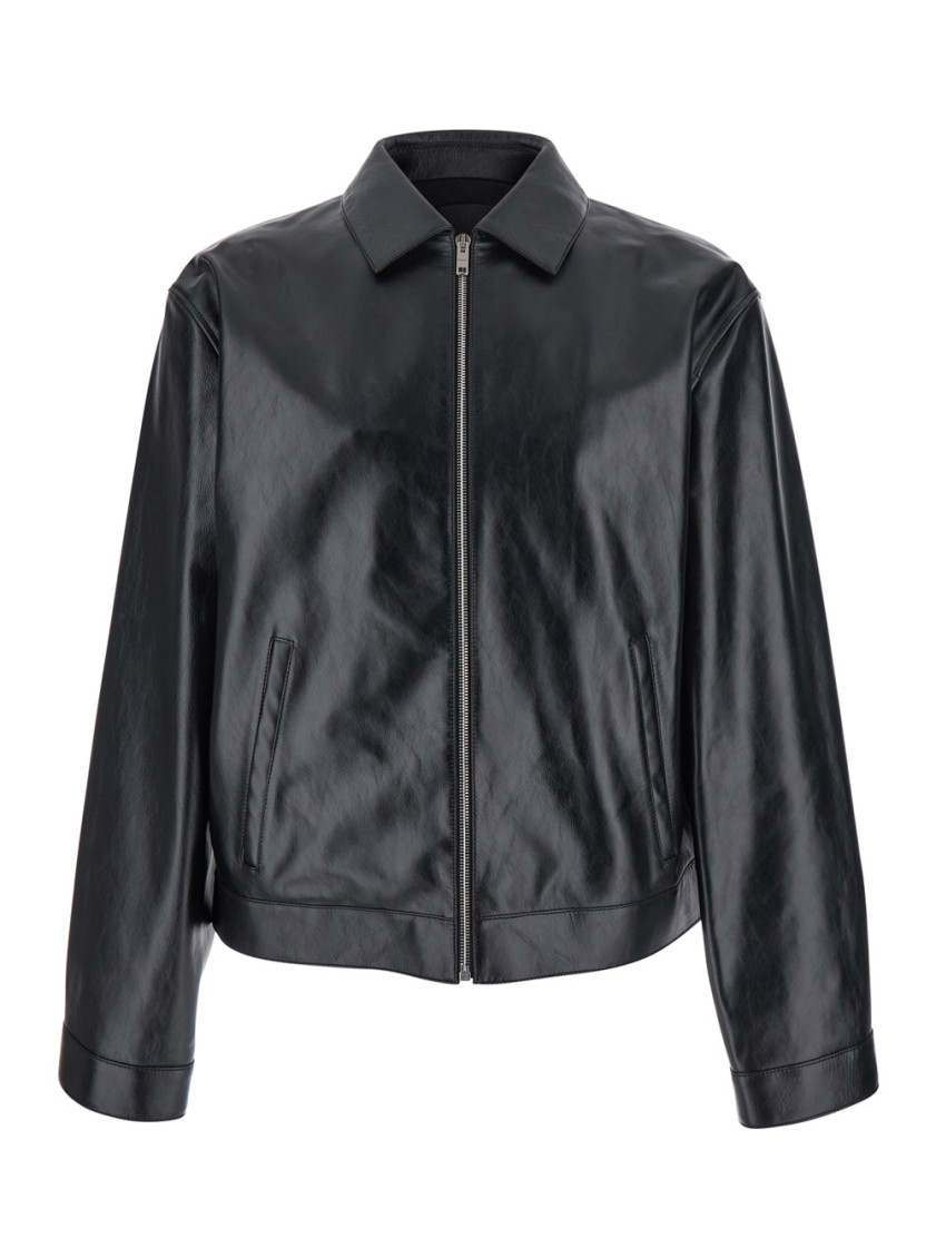 Givenchy Leather Jacket With Pointed Collar In Black