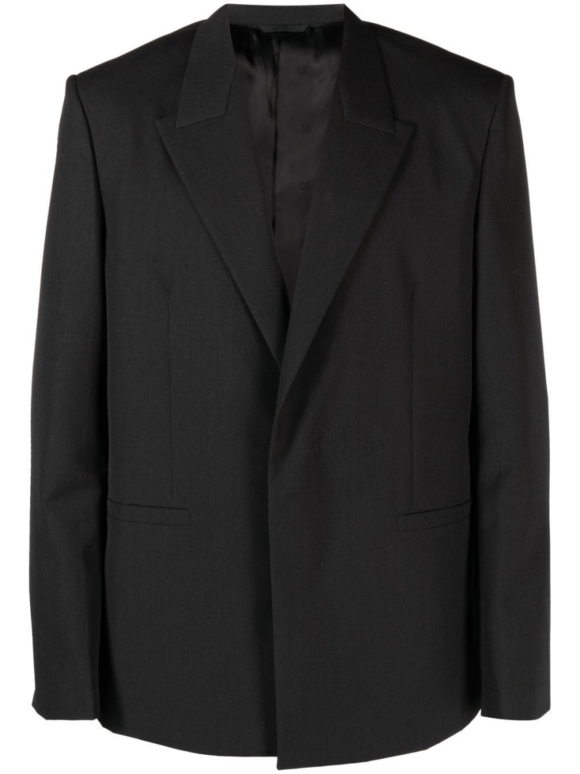 Givenchy Single-breasted Wool Jacket In Dark Grey