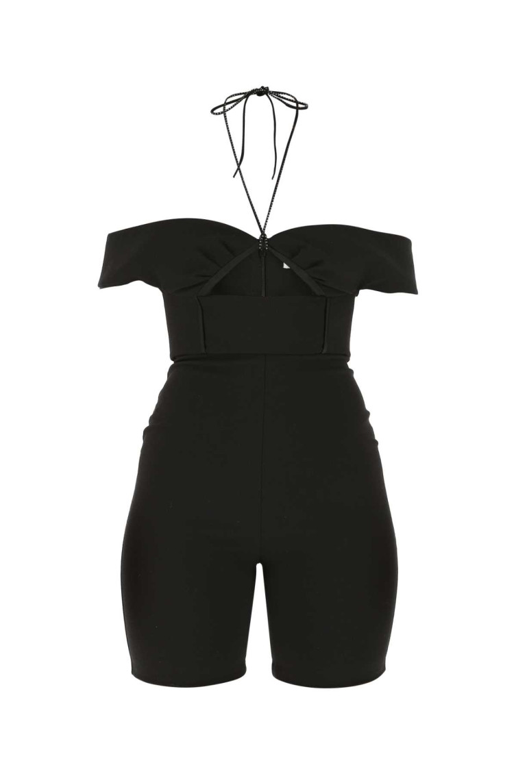 Saint Laurent Halterneck Cold-shoulder Playsuit In Black
