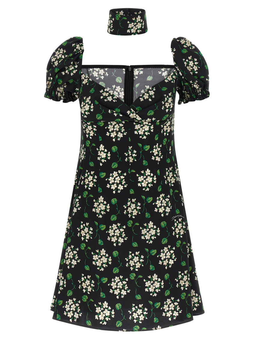 Dolce & Gabbana Black Flower Print Dress for Women Online USA at Darveys.com