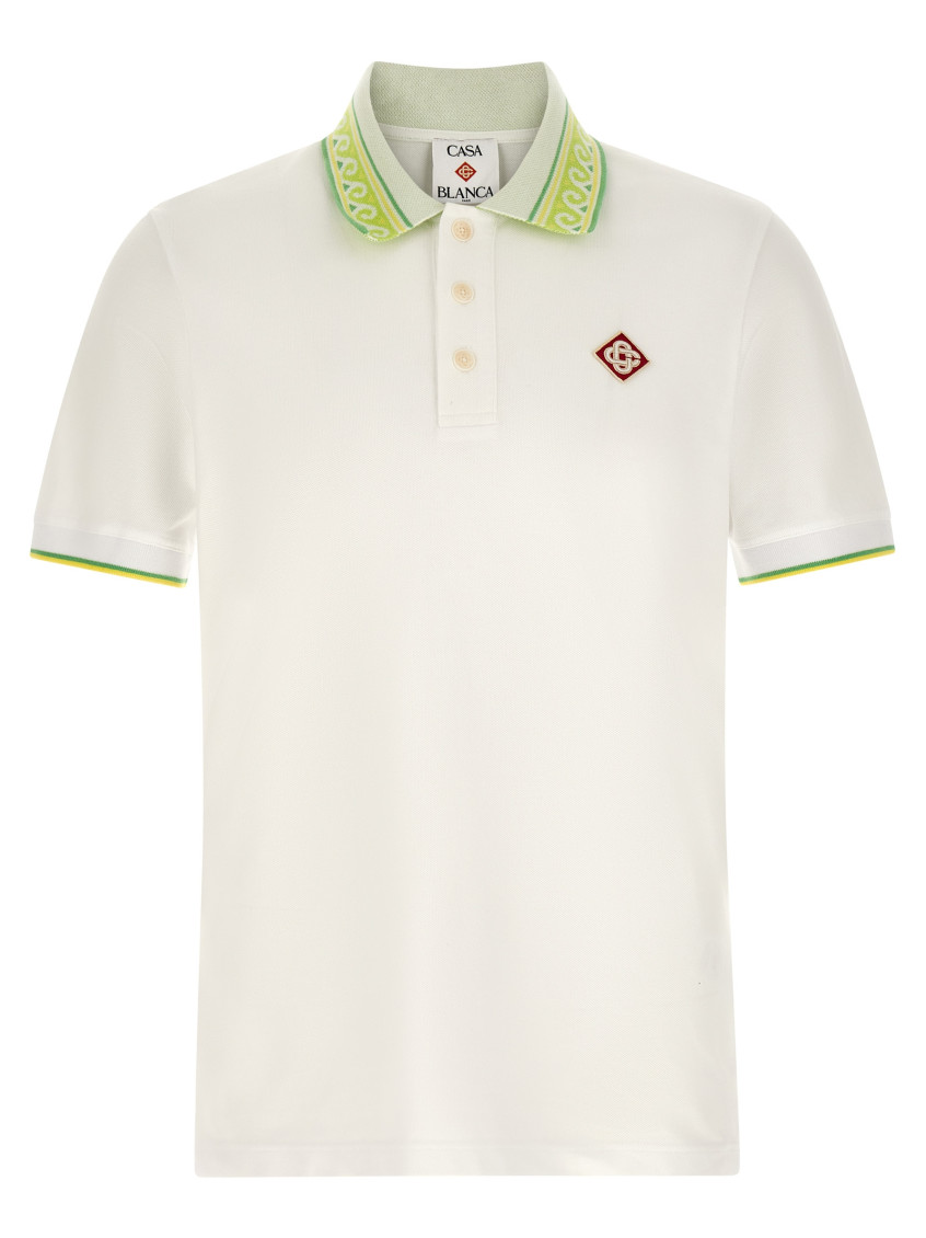 Casablanca White Laurel Polo Shirt for Men Online USA at Darveys.com