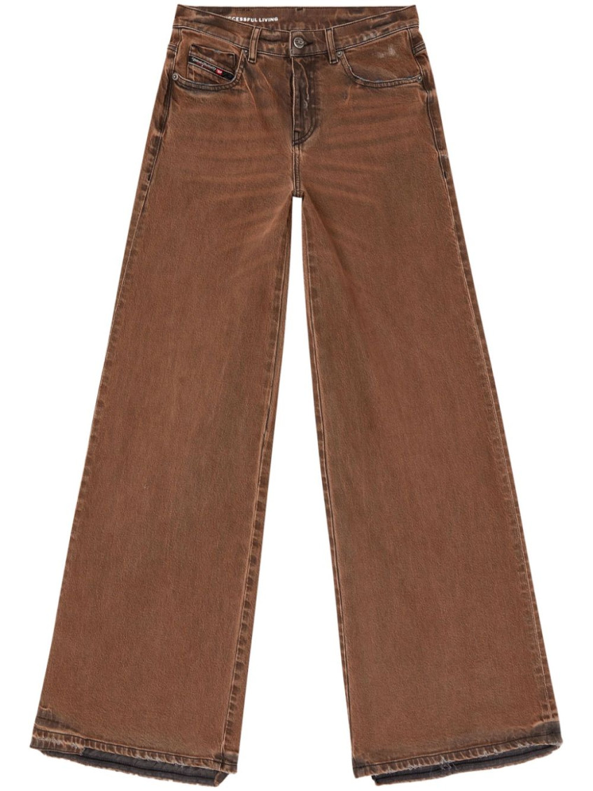 Diesel 1978 D-akemi Wide-legged Jeans In Brown