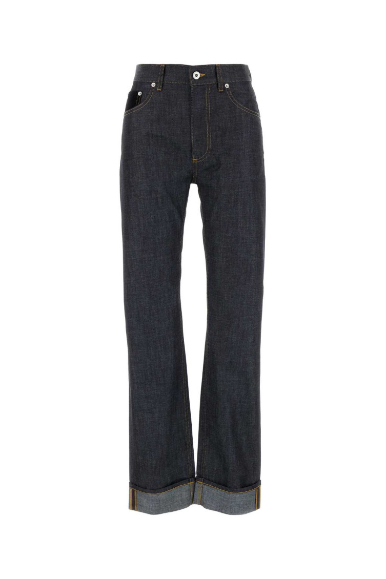 Bottega Veneta Womens Indigo Folded-cuffs Straight-leg Denim Jeans In Black